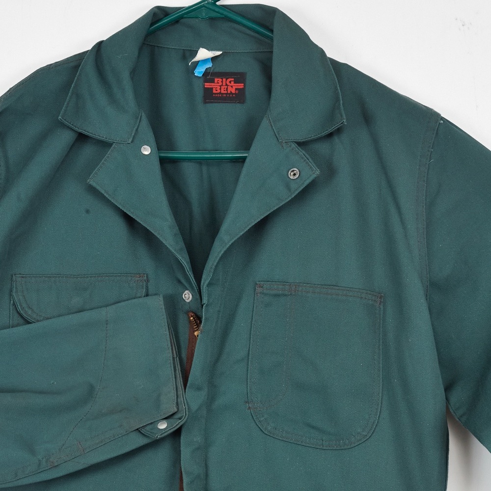 Vintage Big Ben Wrangler Coveralls Men 40 Reg Green Canvas Mechanic USA - Picture 14 of 16